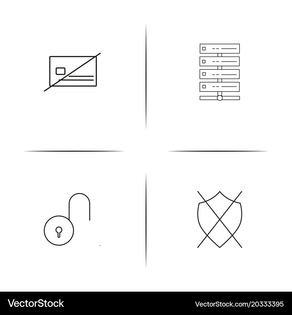 Cyber security simple linear icon setsimple vector image