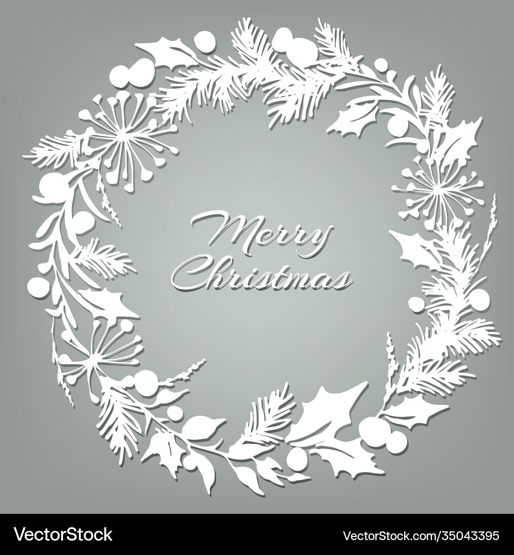 Elegant White Christmas Wreath vector image