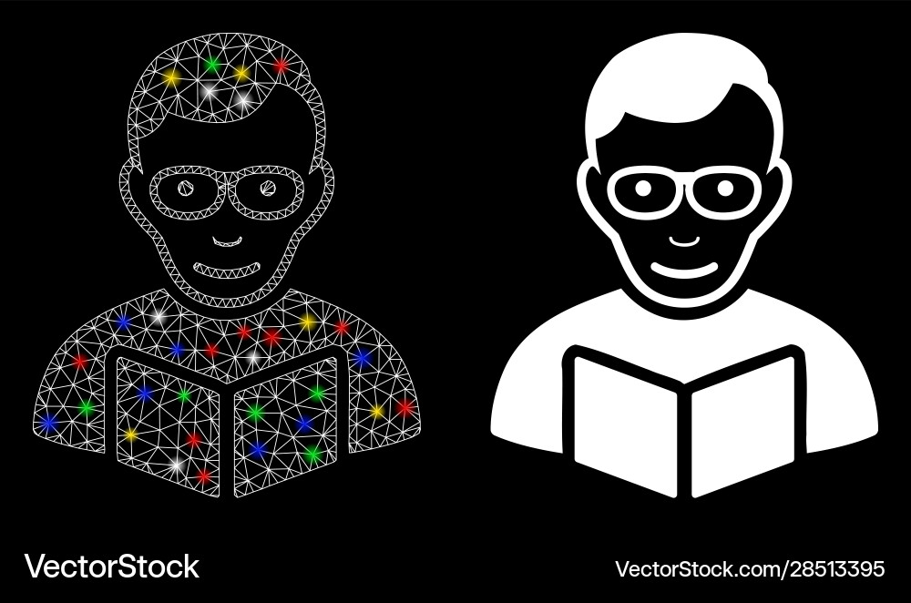 Flare mesh network reader icon with spots Vector Image