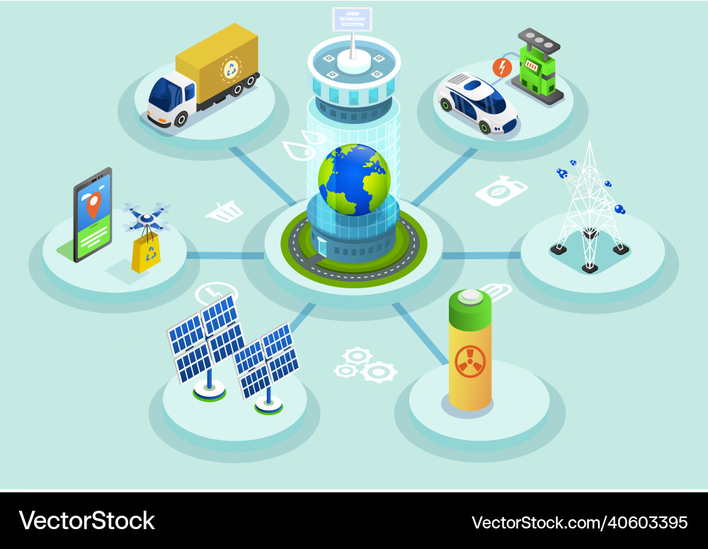 Generating electricity using green technologies Generating electricity using green technologies vector image