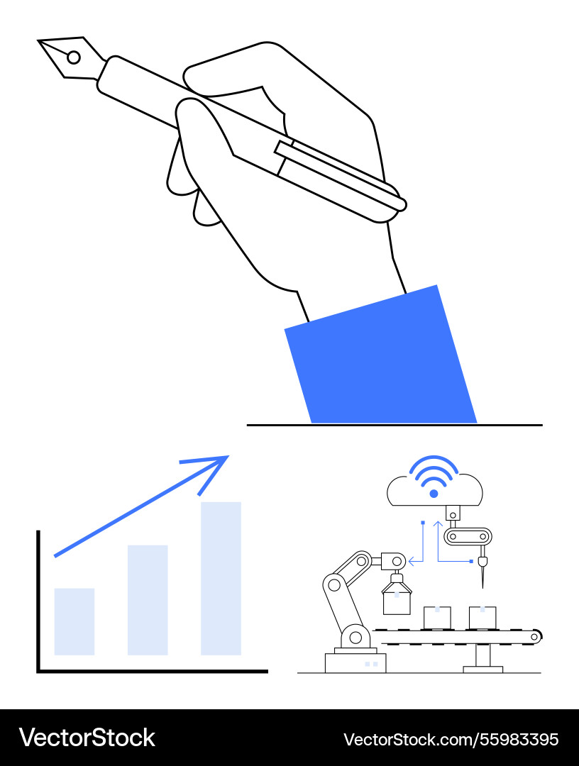 Handwriting automation and graph representing Handwriting automation and graph representing vector image