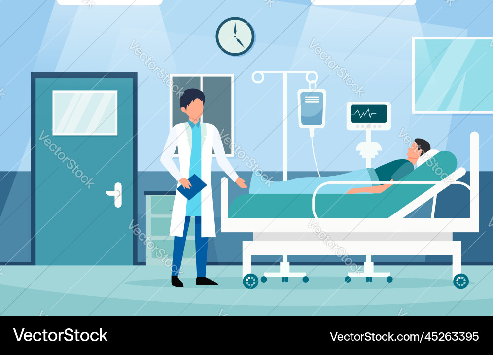 Inpatient department with doctor and patient Inpatient department with doctor and patient vector image