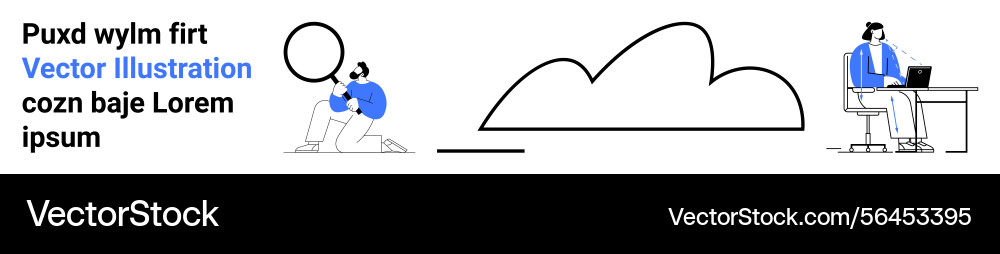 Man analyzing with magnifier and individual Man analyzing with magnifier and individual vector image