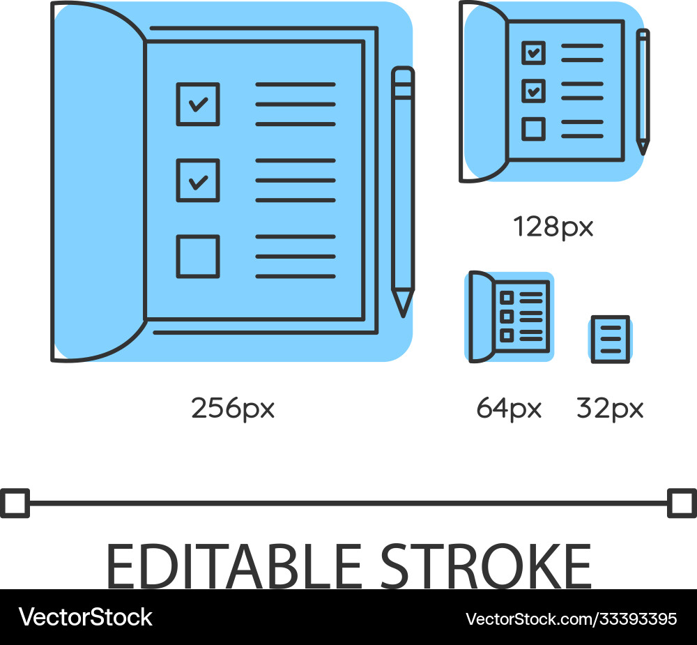 Open notebook blue linear icons set Open notebook blue linear icons set vector image
