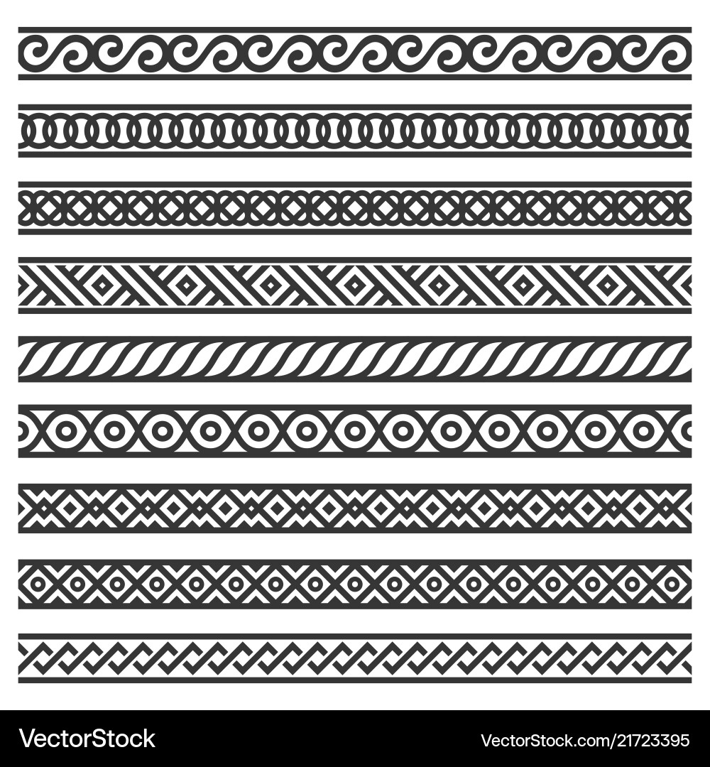 Ornate Border Patterns - Seamless Set vector image