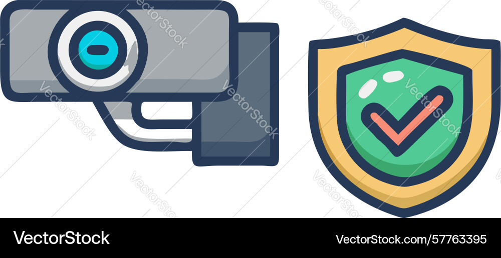 Security camera monitoring shield icon design Vector Image