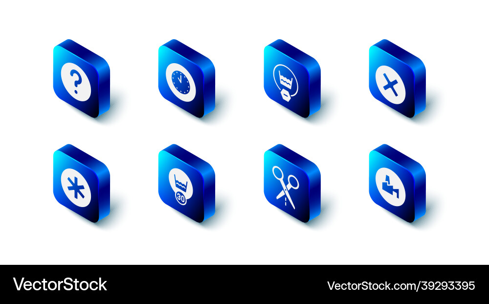 Set clock delicate wash x mark cross in circle vector image