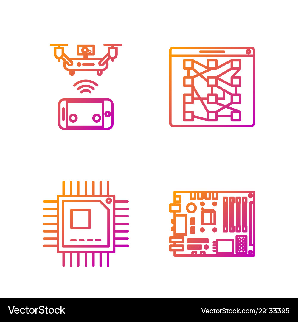 Set line electronic computer components Set line electronic computer components vector image
