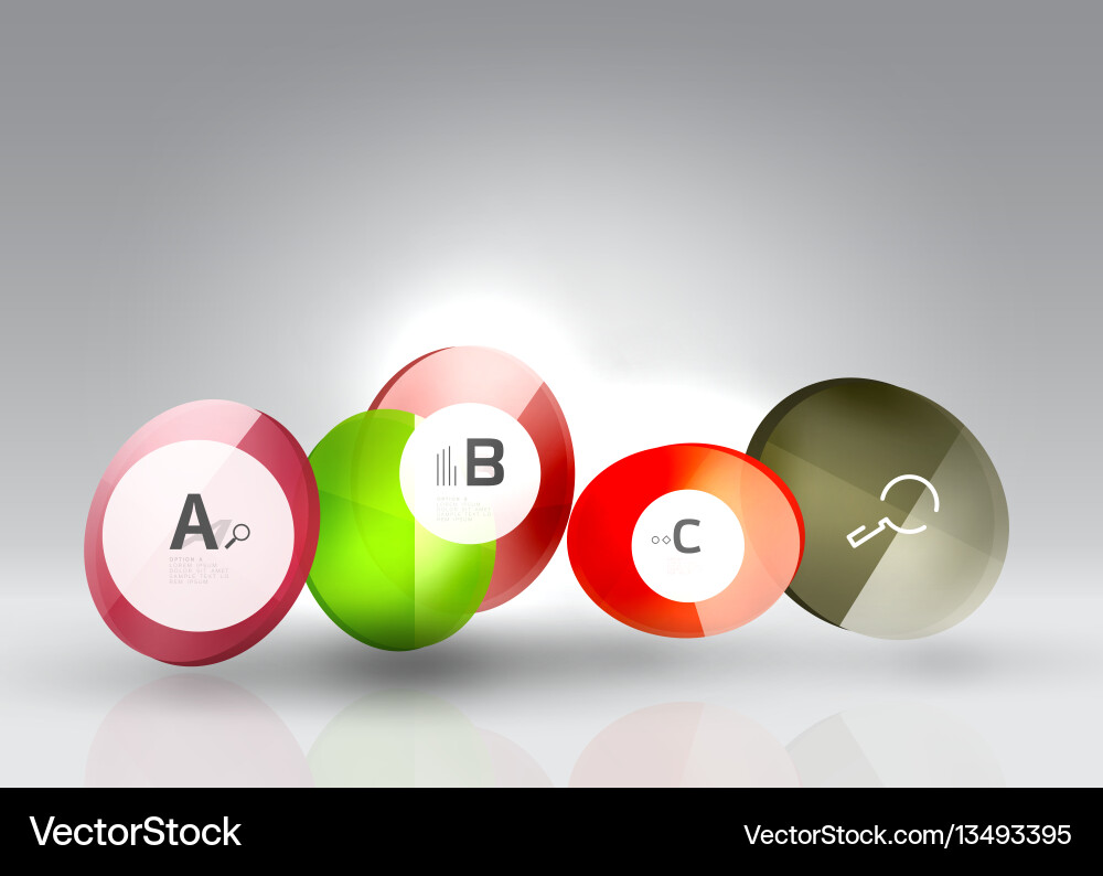 Shiny circles with text in 3d space Shiny circles with text in 3d space Vector Image