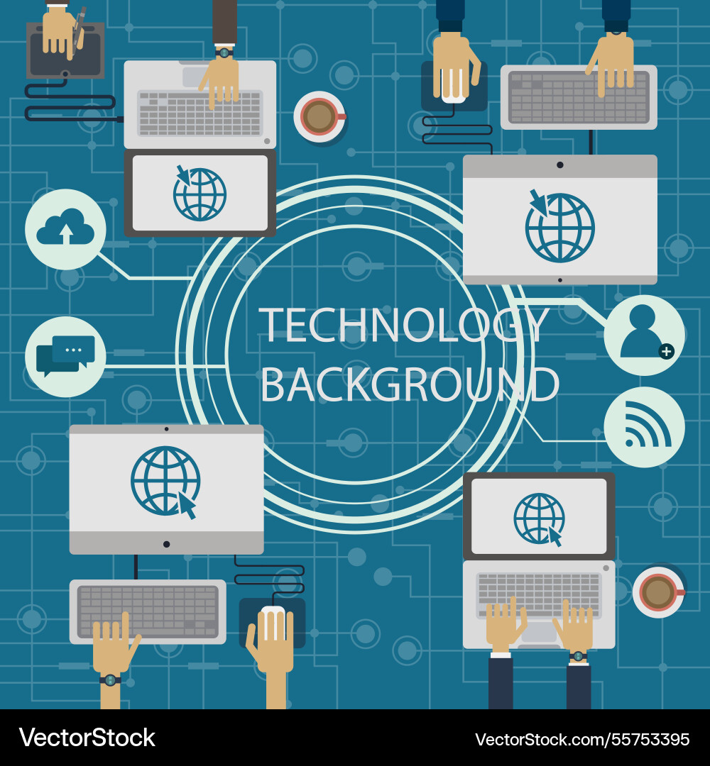 Technological background with computers Vector Image