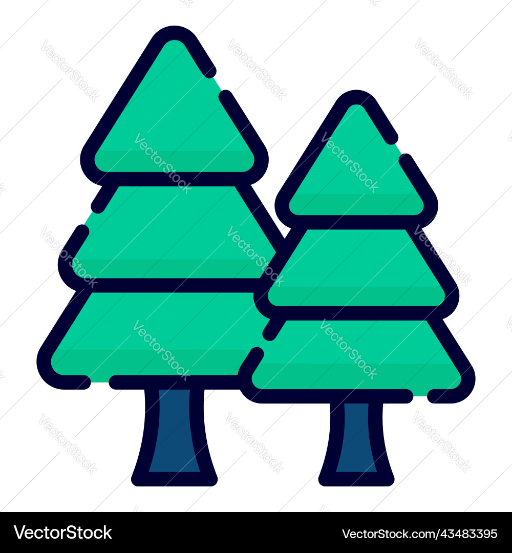 Trees icon colored outline style for web Vector Image