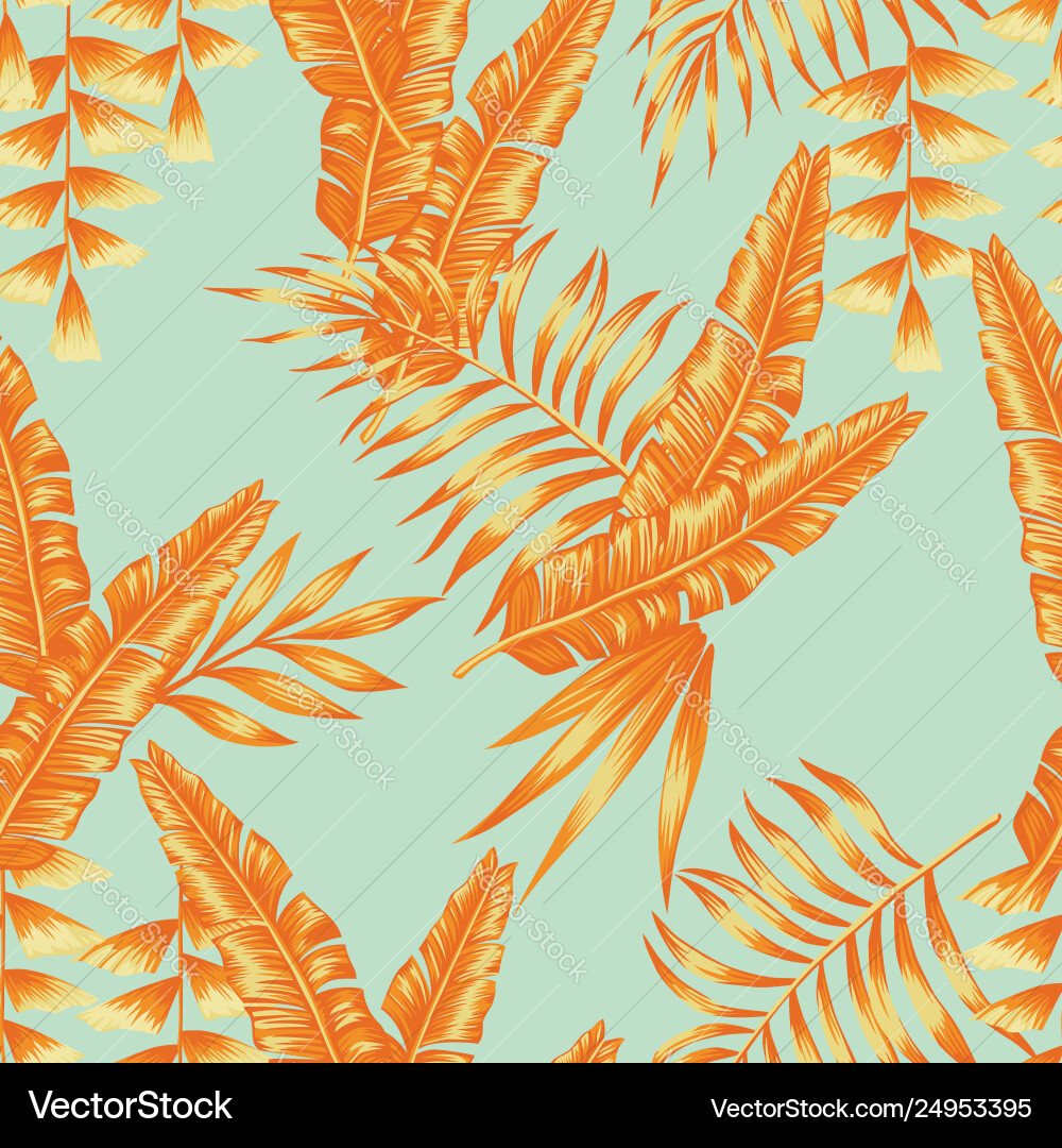 Tropical leaves seamless pattern light blue Tropical leaves seamless pattern light blue vector image