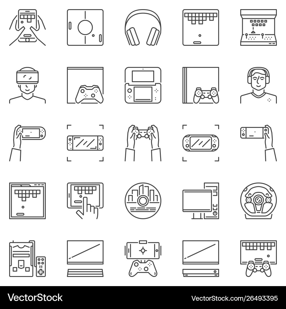 Videospiel Umrisssymbole Satz PC-Konsole Videospiel Umrisssymbole Satz PC-Konsole vektorbild