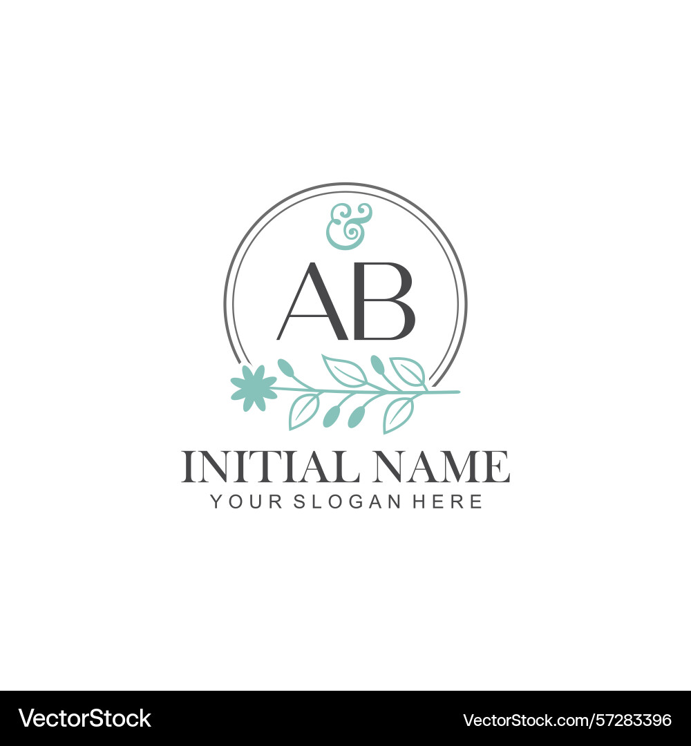 Ab initial logo templates with botanical elements Ab initial logo templates with botanical elements vector image