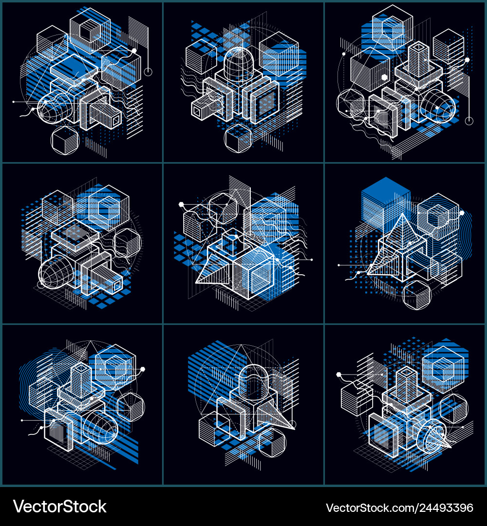 Abstract backgrounds with isometric lines Vector Image