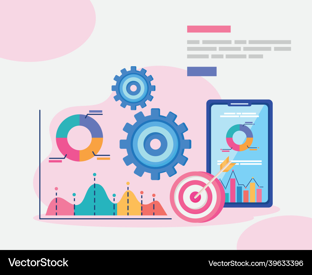 Analytics data with smartphone Vector Image