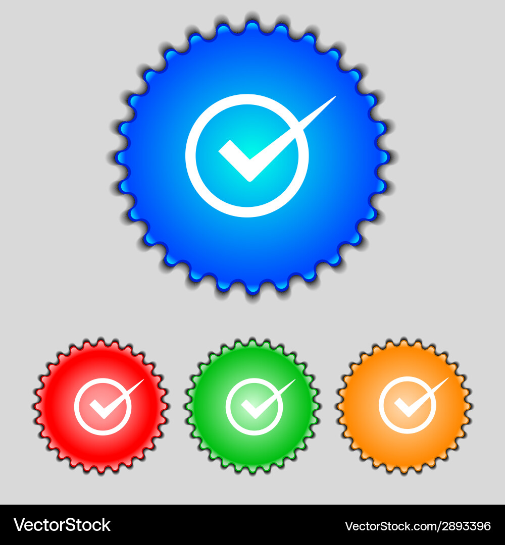 Überprüfen Sie die Markierungszeichen-Symbol-Checkbox Taste gesetzt Farbe Überprüfen Sie die Markierungszeichen-Symbol-Checkbox Taste gesetzt Farbe vektorbild