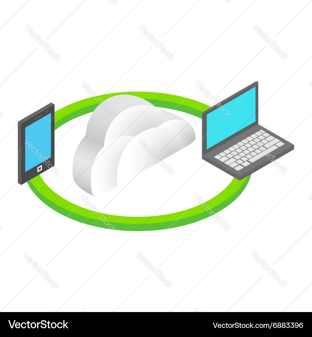 Cloud computing isometric 3d concept vector image