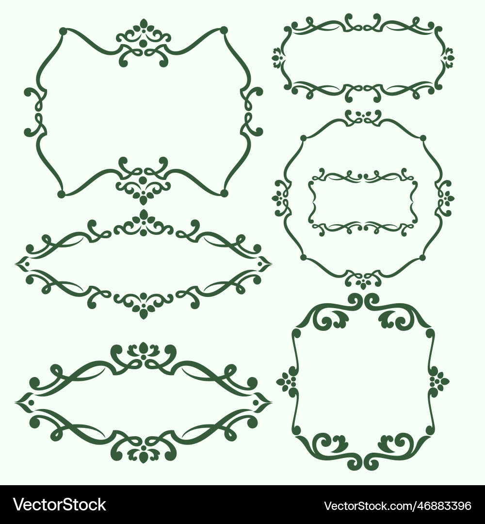 Elegant Green Floral Borders vector image