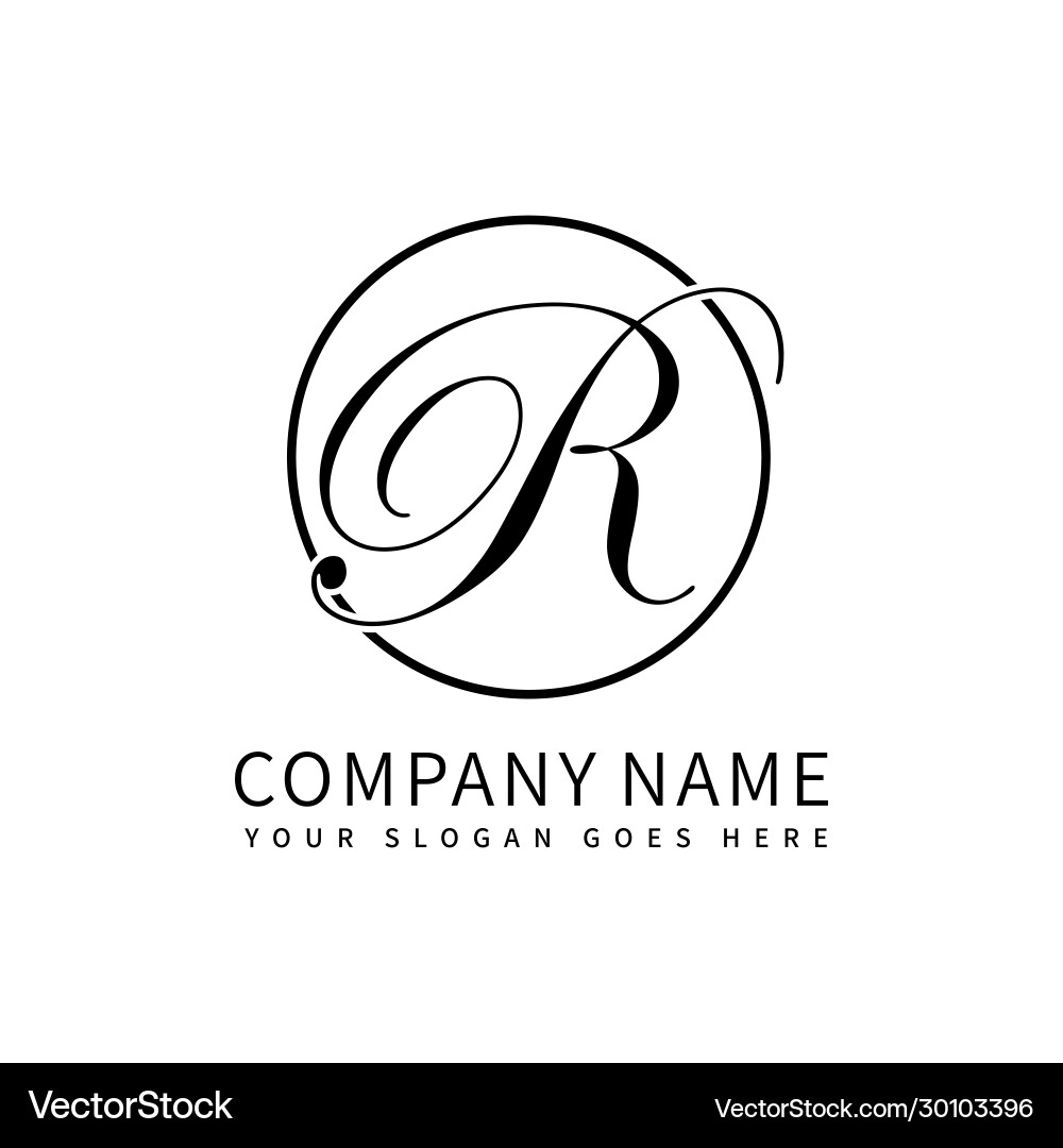 Elegant R Initial Logo - Script & Gold vector image