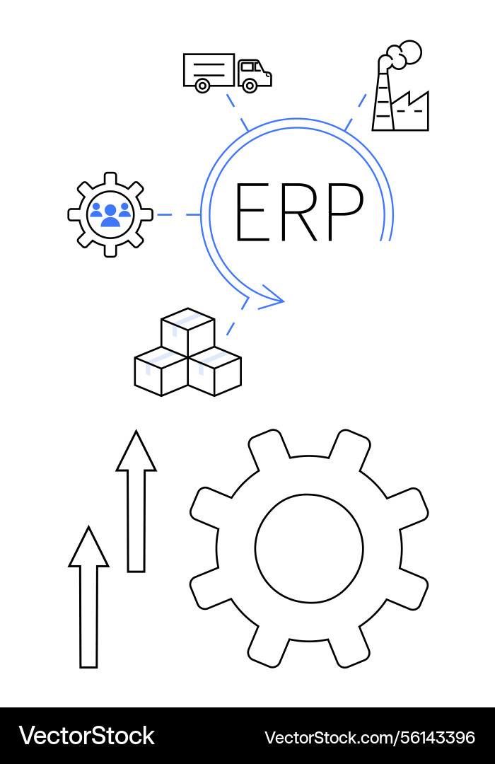 Erp system integration with gear factory Erp system integration with gear factory vector image