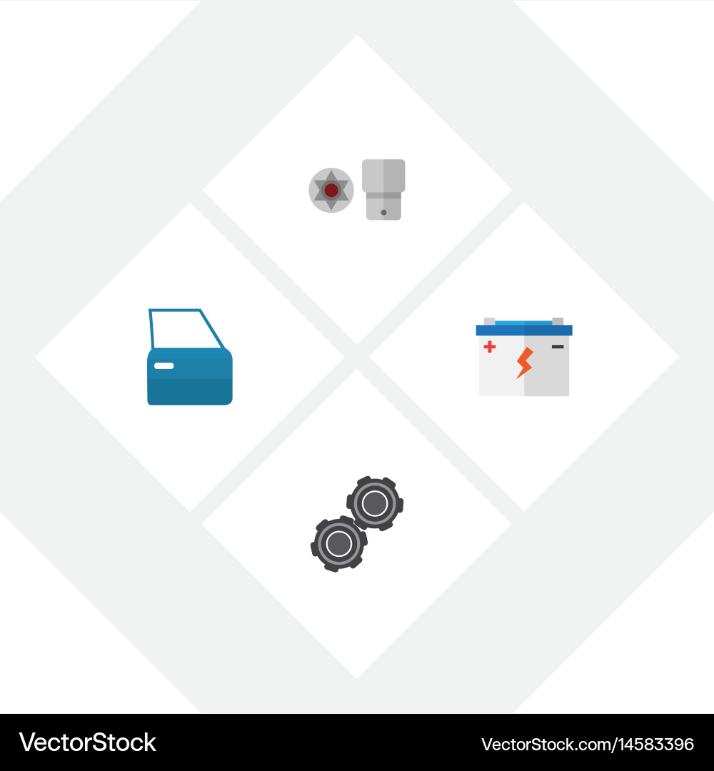 Flat workshop set of automobile part belt vector image