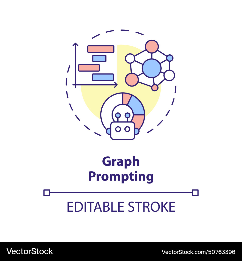 Graph prompting multi color concept icon Graph prompting multi color concept icon vector image