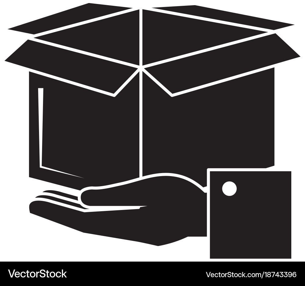 Hands with carton box Vector Image