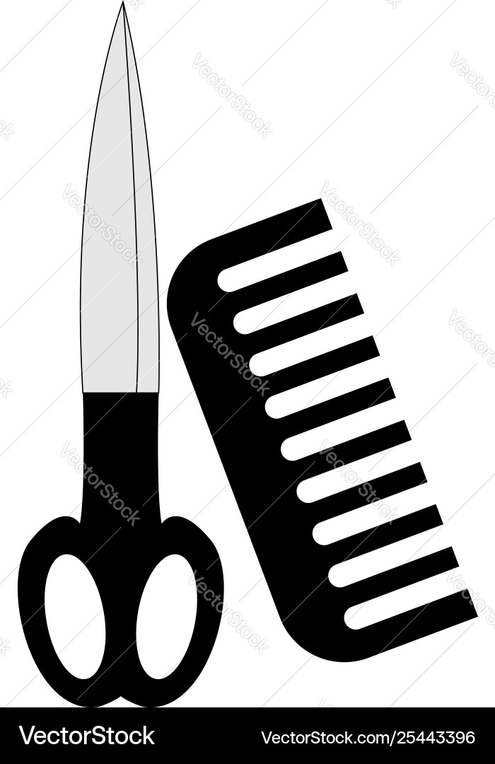 Image black scissors and comb or color Vector Image