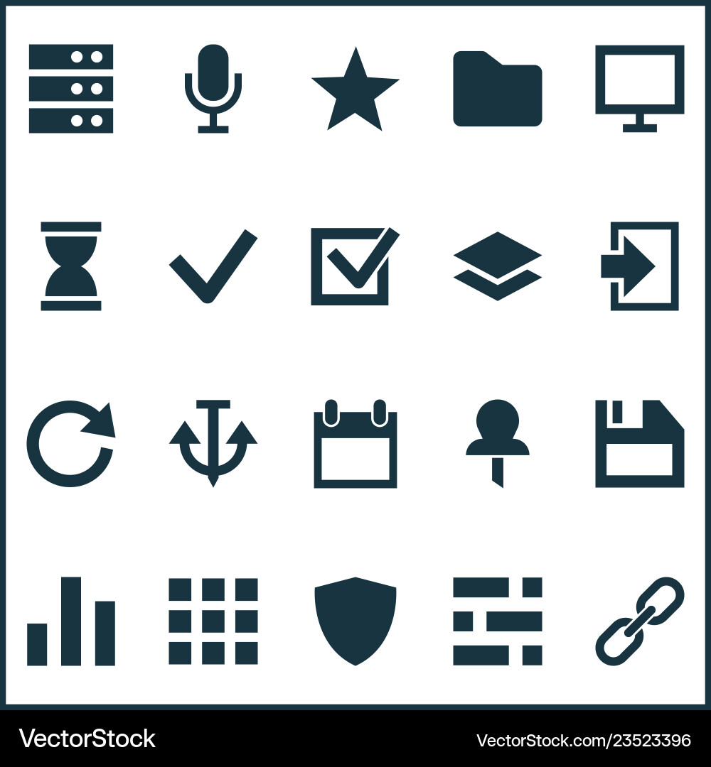 Interface icons set with favorite checkmark vector image