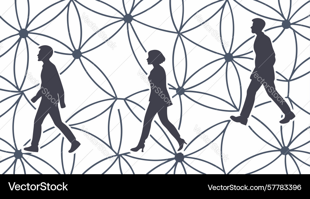 Interlocking geometric pattern with walking vector image