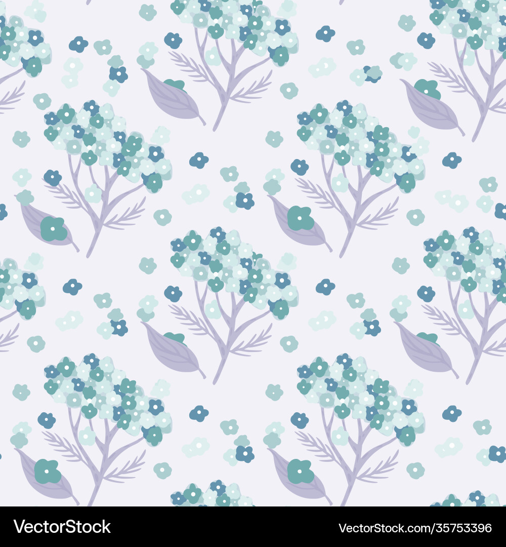 Isolated seamless pattern with blue simple yarrow Isolated seamless pattern with blue simple yarrow vector image