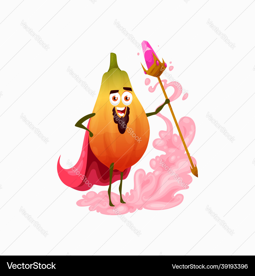 Magician papaya fruit food isolated exotic wizard Magician papaya fruit food isolated exotic wizard vector image