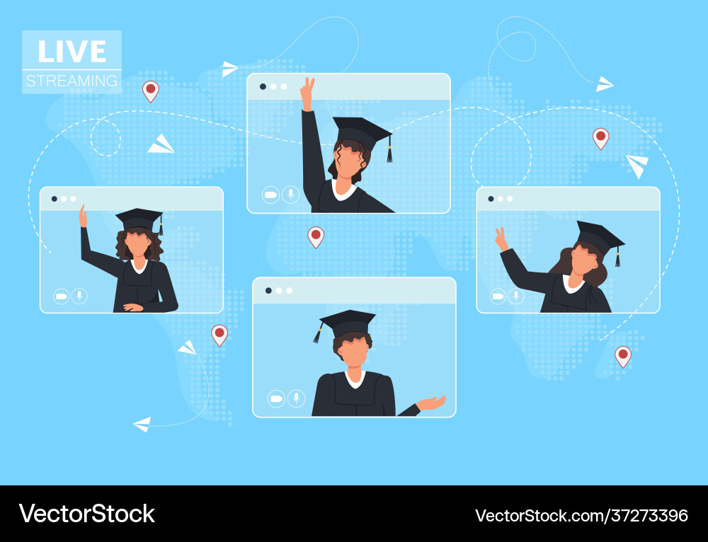Online video call graduate students in mantle Online video call graduate students in mantle vector image