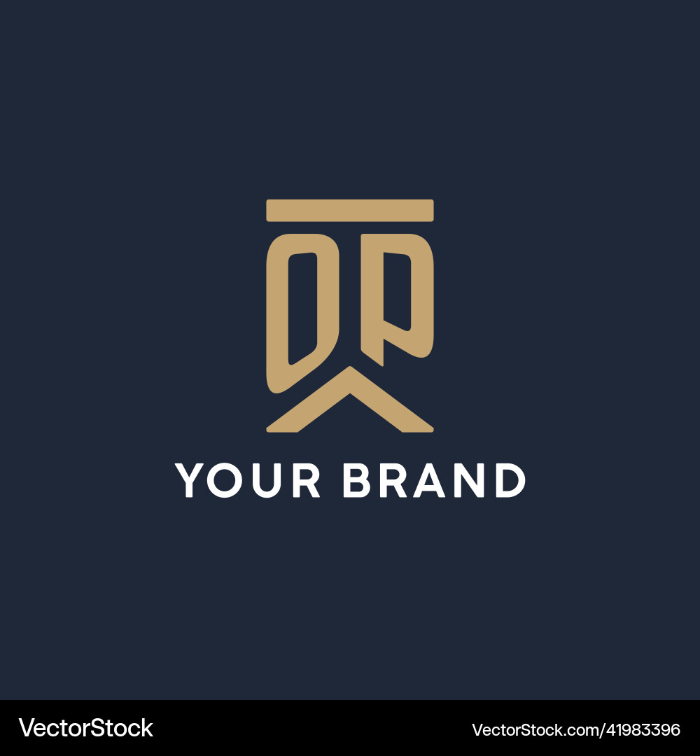Op initial monogram logo design in a rectangular Vector Image