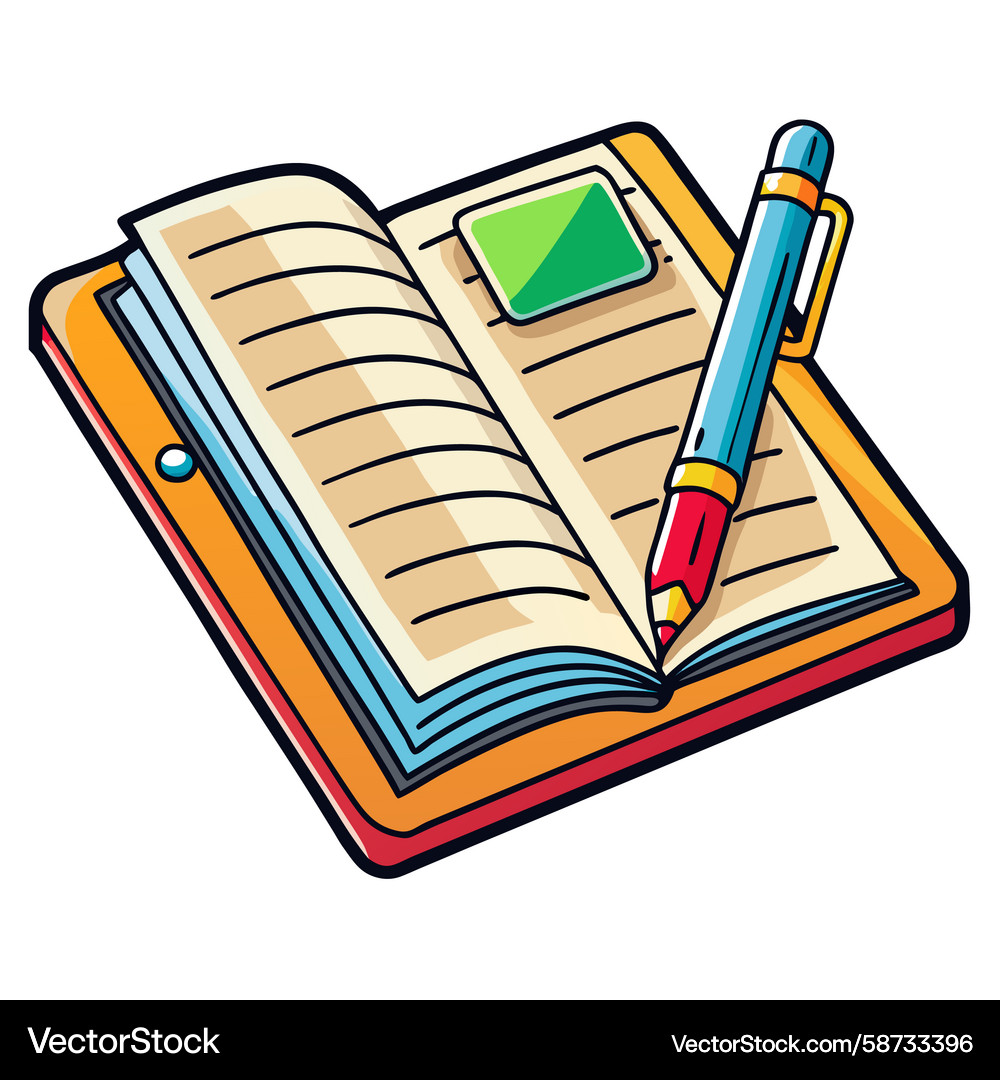 Open Notepad with Pen Vector Image