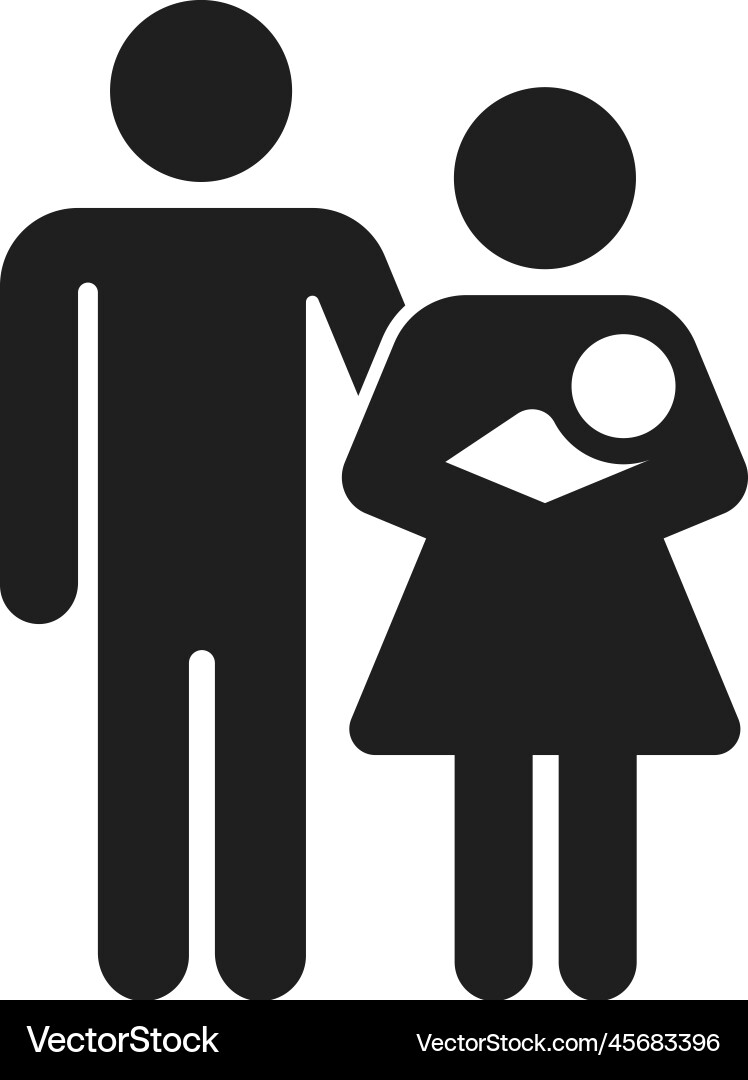 Parents hold newborn black icon man and woman Parents hold newborn black icon man and woman vector image