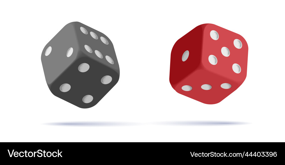 Red and black dices with white dots icons rounded Vector Image
