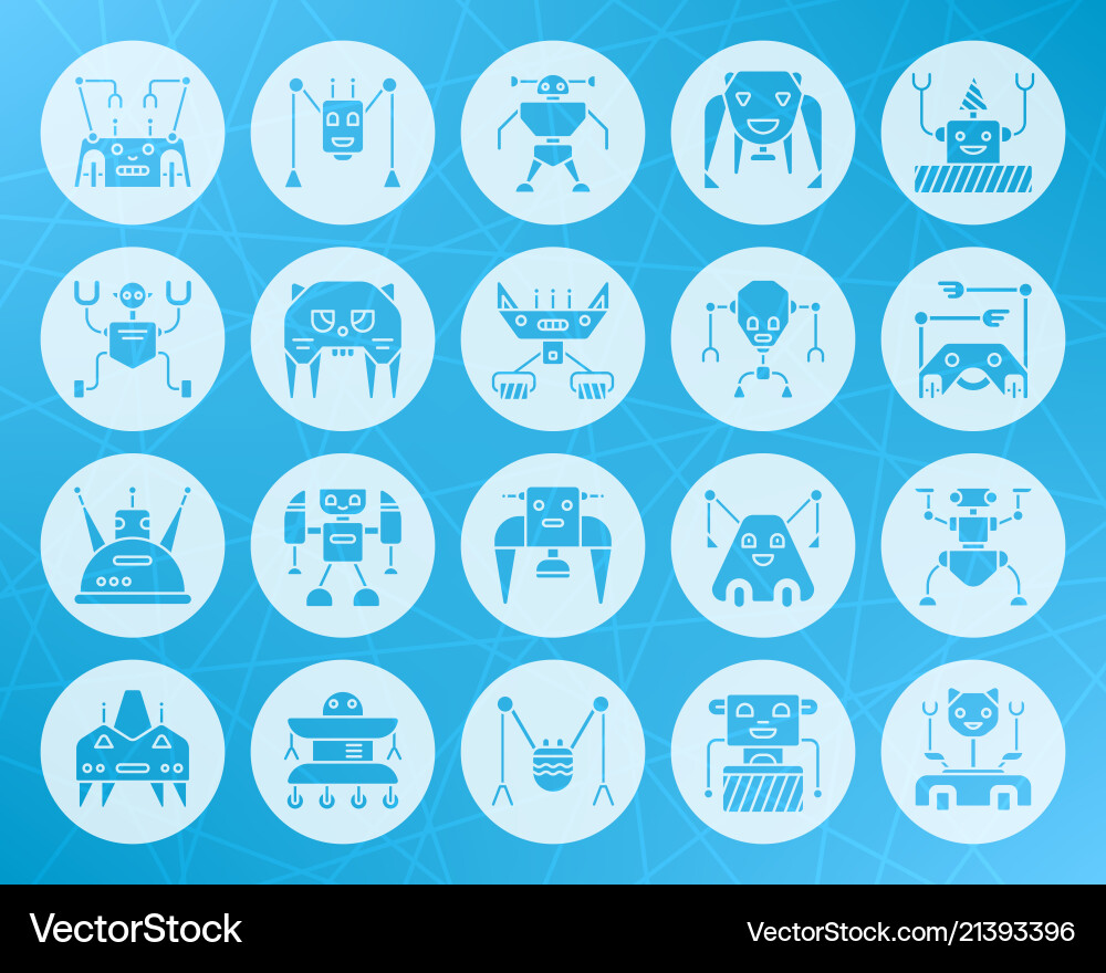 Roboterform geschnitzte flache Icons Set Roboterform geschnitzte flache Icons Set vektorbild