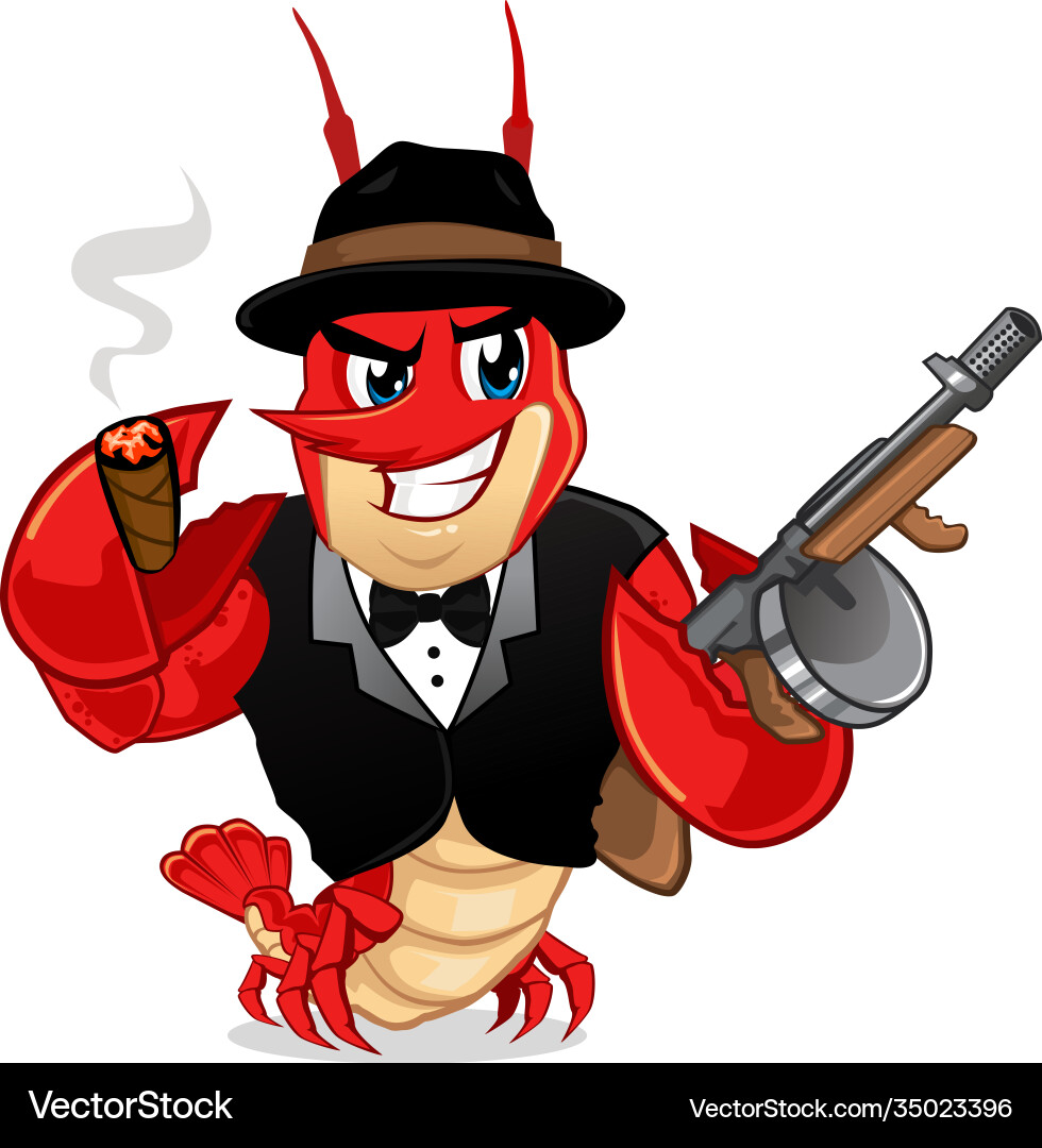 Seafood Mascot - Lobster Gangster Vector Image