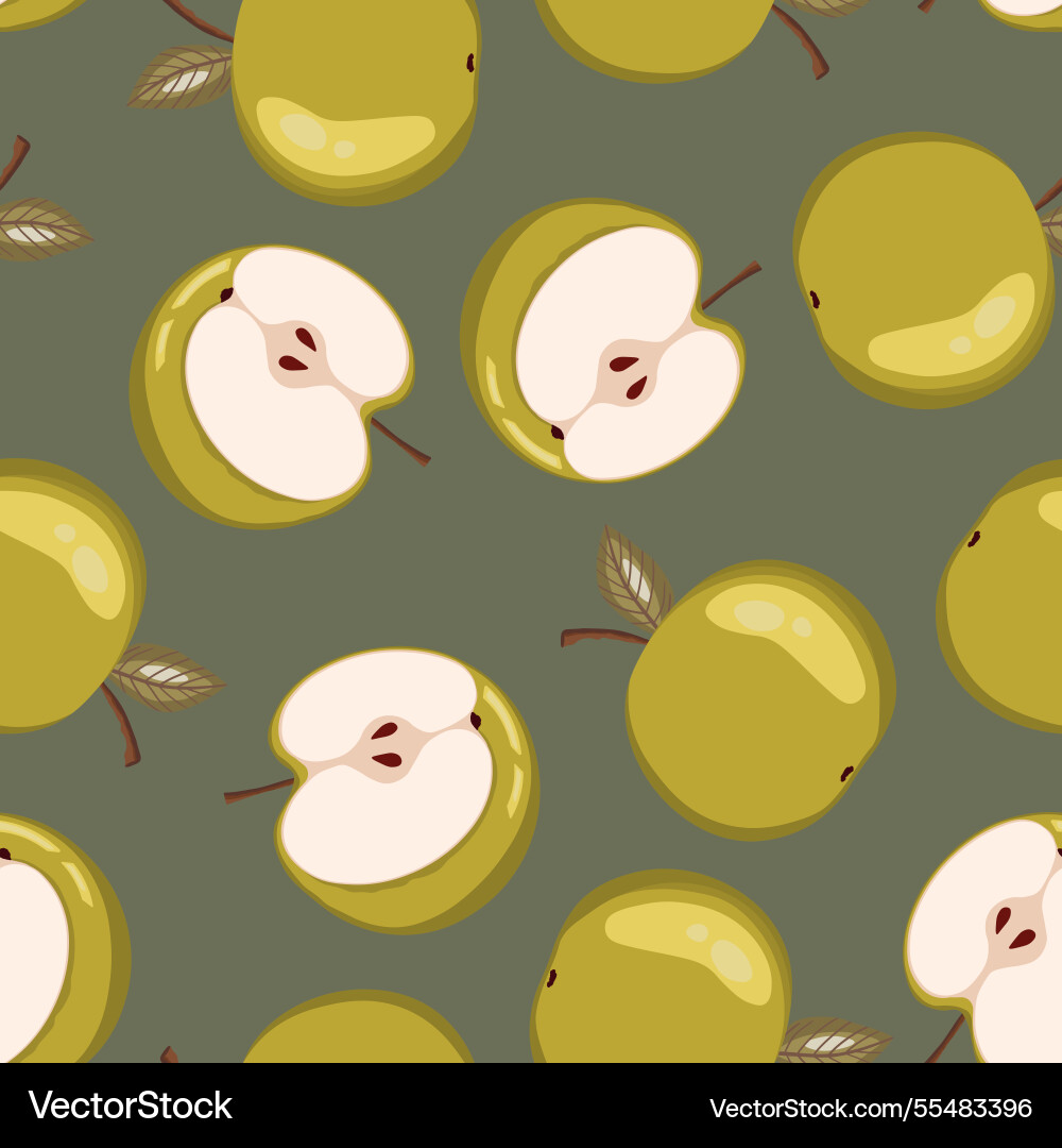 Seamless pattern with apple on color background Vector Image