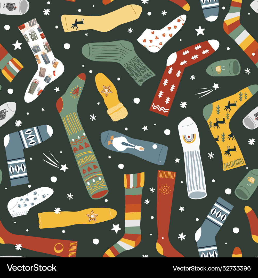 Seamless pattern with snowflakes and different Vector Image