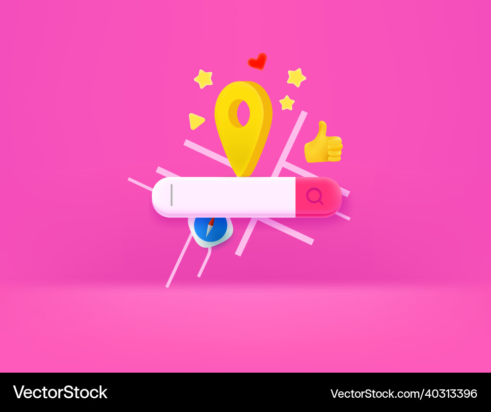 Searching a way concept with search tab 3d style vector image