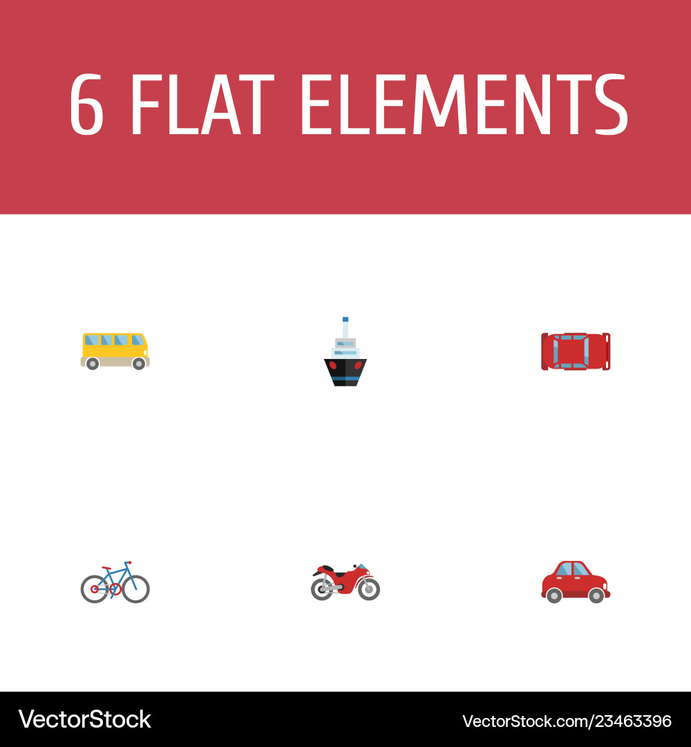 Set of auto icons flat style symbols with bus vector image