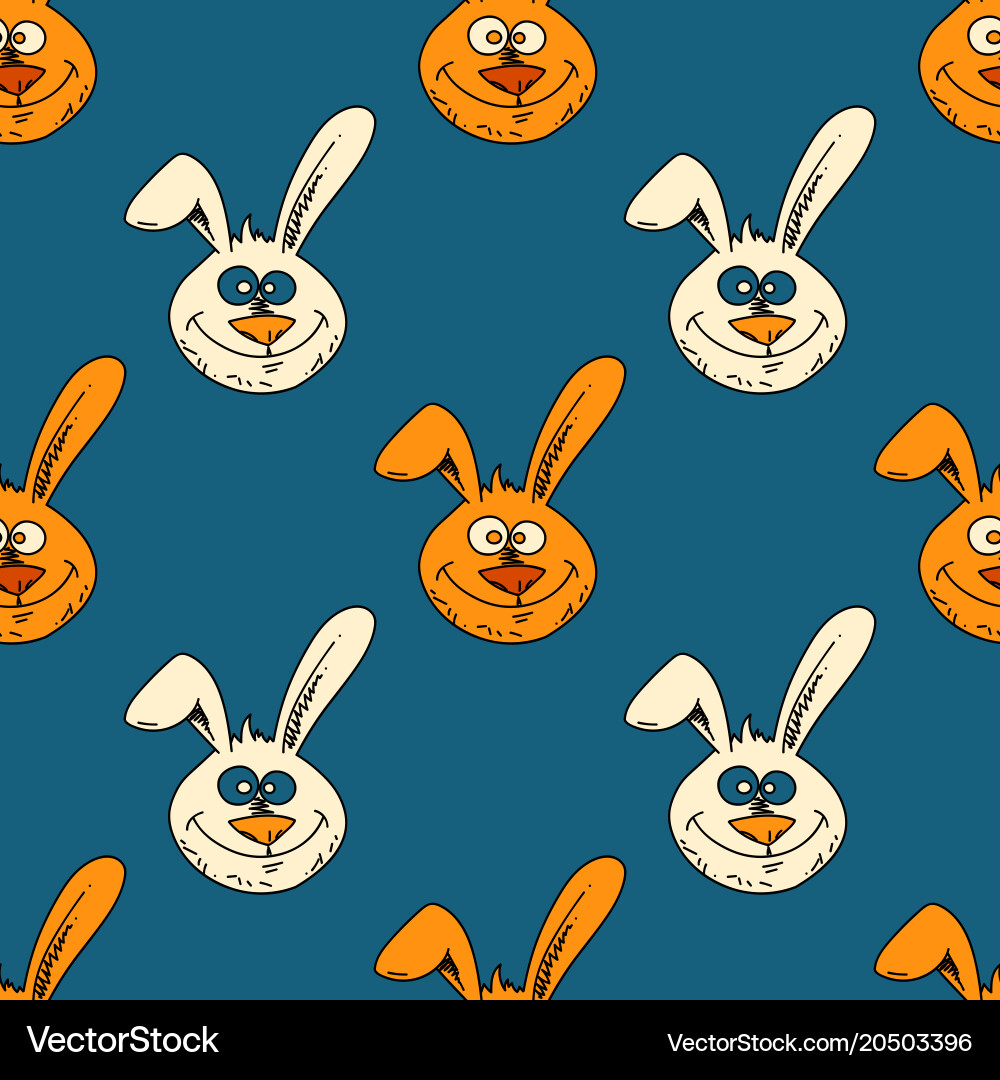 Smiling rabbit face seamless pattern Vector Image