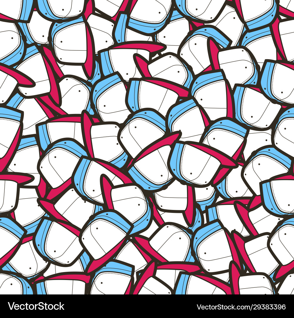 Snapback Cap Pattern - Seamless Vector Image