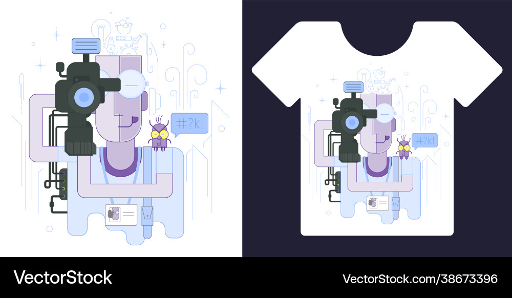 Stylish linear drawing operator with bird vector image