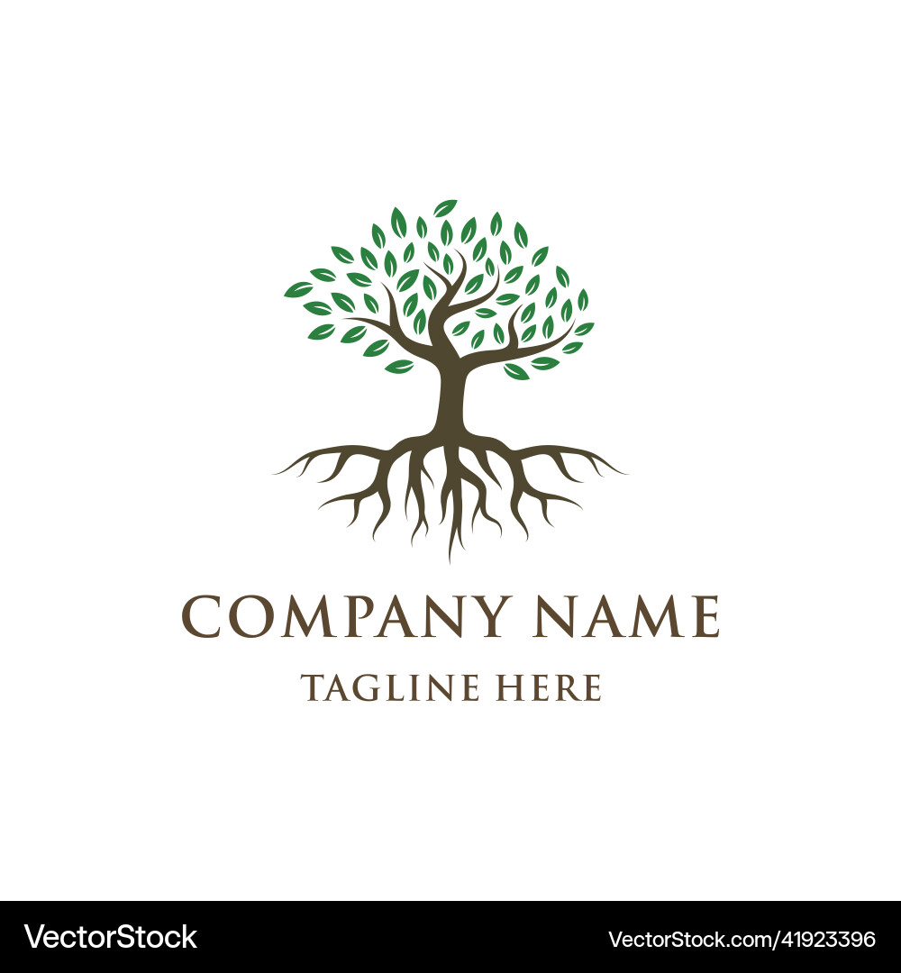 Tree and roots logo design isolated abstract Vector Image