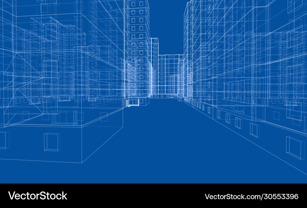 Wire-frame model a multi-storey building Wire-frame model a multi-storey building vector image
