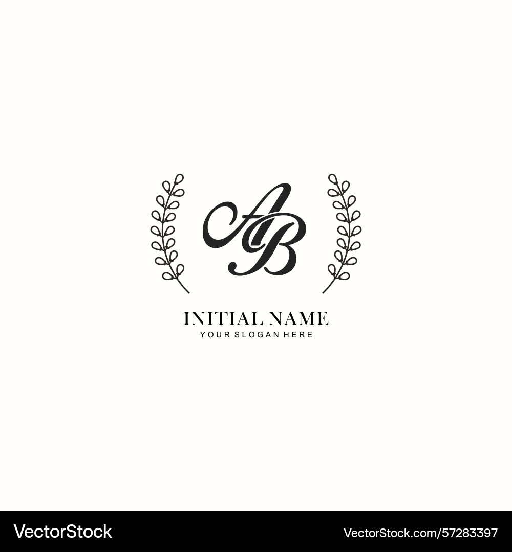 Ab initial logo templates with botanical elements Vector Image